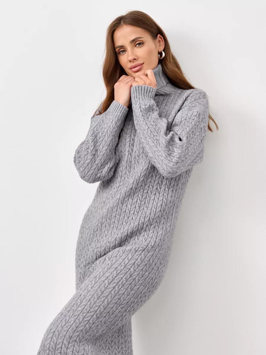 Damen Strickpullover Hochkragen Kabelmuster