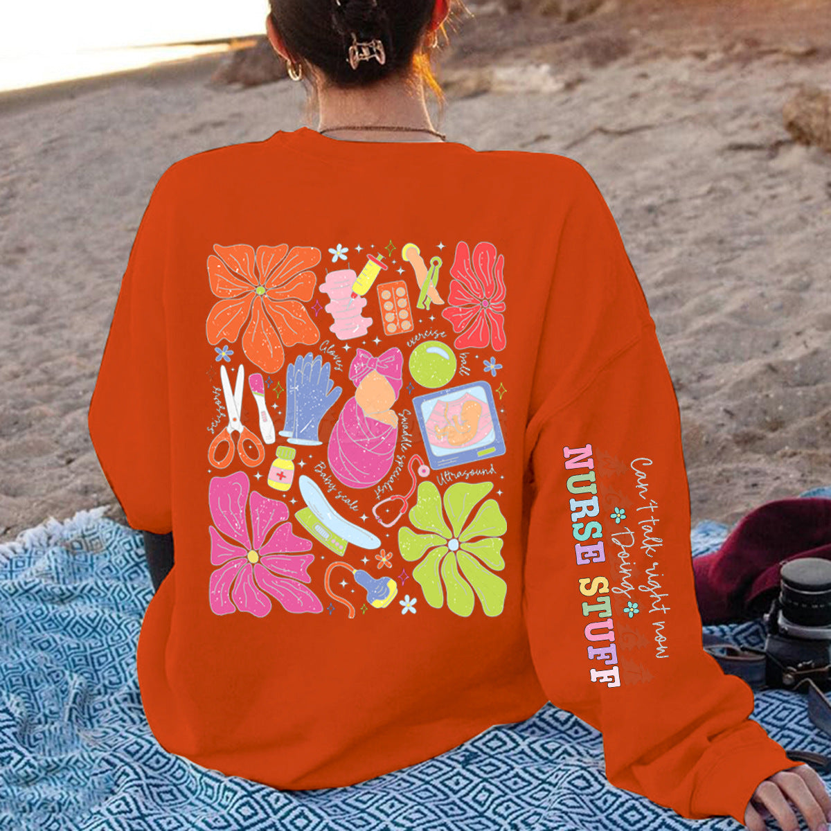 Damen Sweatshirt Bunt Grafikdesign Baumwolle