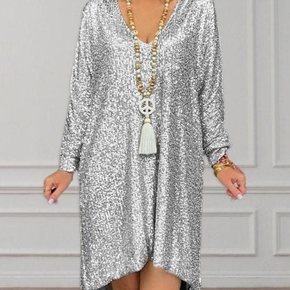 Damen Glitzerndes Kaftan-Kleid Lässiger Schnitt
