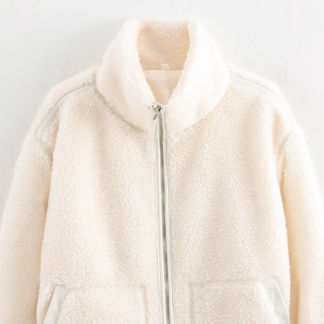 Damen Fleecejacke Kuschelig Hochkragen Taschen Norvielle