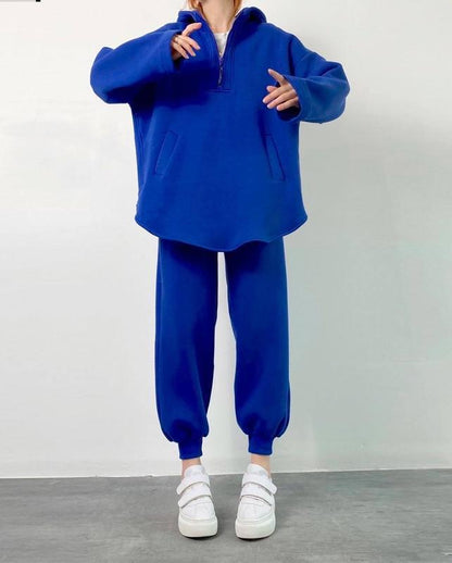 Damen Fleece-Jogginganzug Oversized Reißverschluss Norvielle