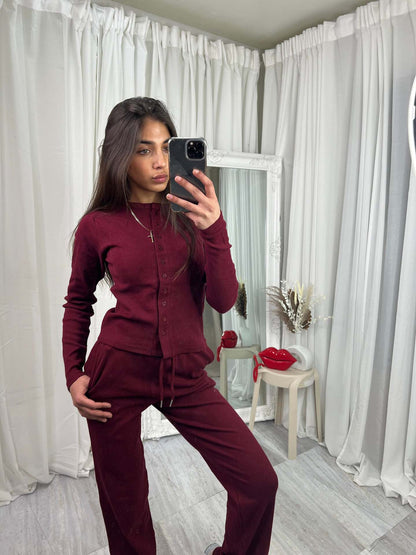 Damen Strick-Loungewear-Set mit Knopfleiste Norvielle Kuschelig