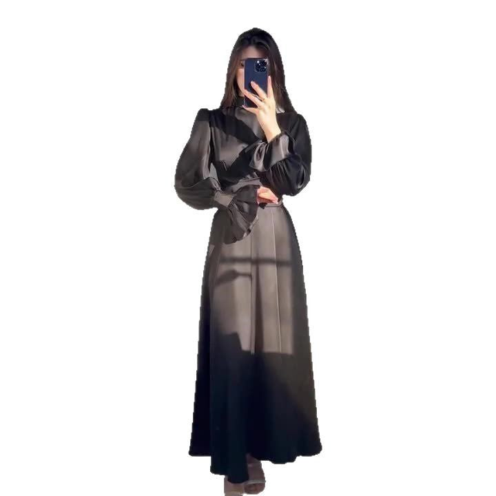 Damen Maxikleid Weite Ärmel Raffinierter Schnitt Norvielle