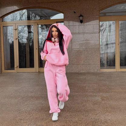 Damen Fleece-Jogginganzug Hochkragen Kordelzug Norvielle