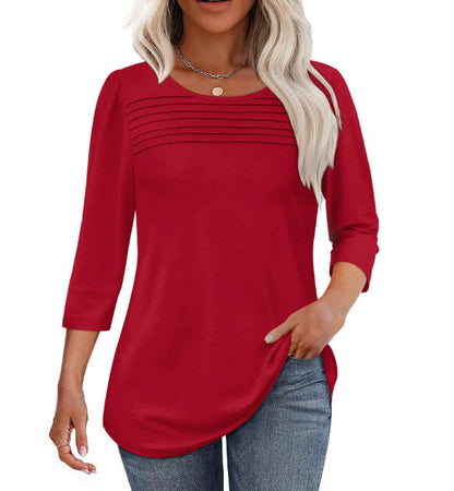 Damen Langarmshirt Plissee-Details Norvielle