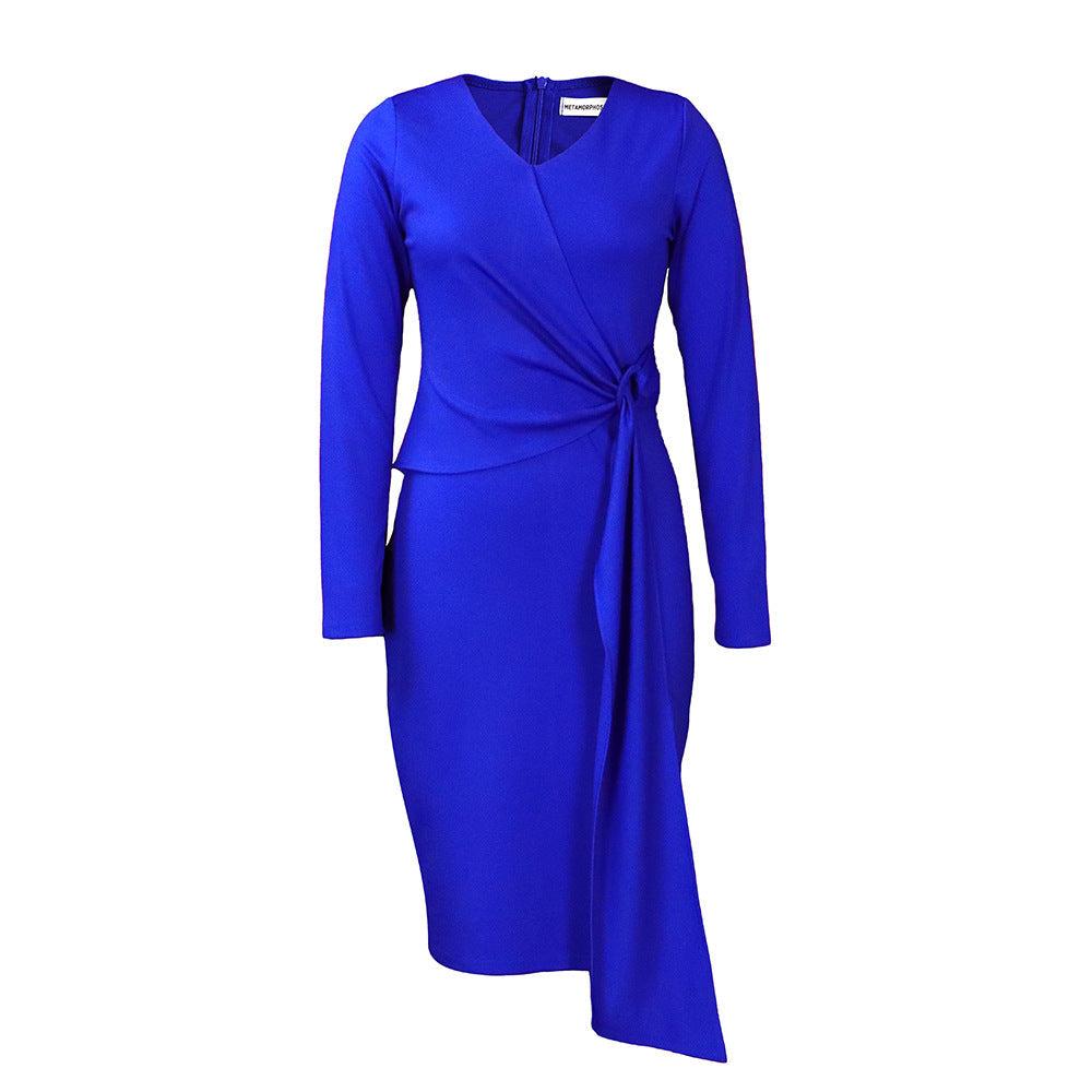 Damen Wickelkleid Elegante Drapierung Taillengürtel Norvielle