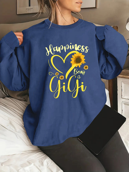 Damen Sweatshirt Voluminöse Ärmel Fröhliches Motiv Norvielle