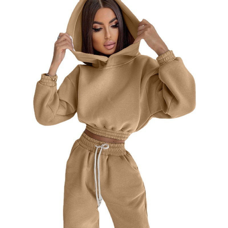 Damen Sweat-Loungewear-Set Kapuzenpullover und Hose Bequem Grau