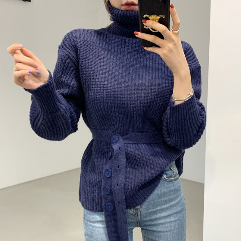 Damen Strickpullover Lässig Mit Gürtel Norvielle