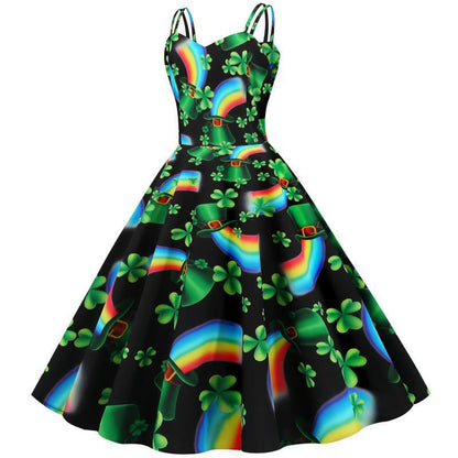 Damen A-Linien Kleid Leuchtendes Motiv Norvielle