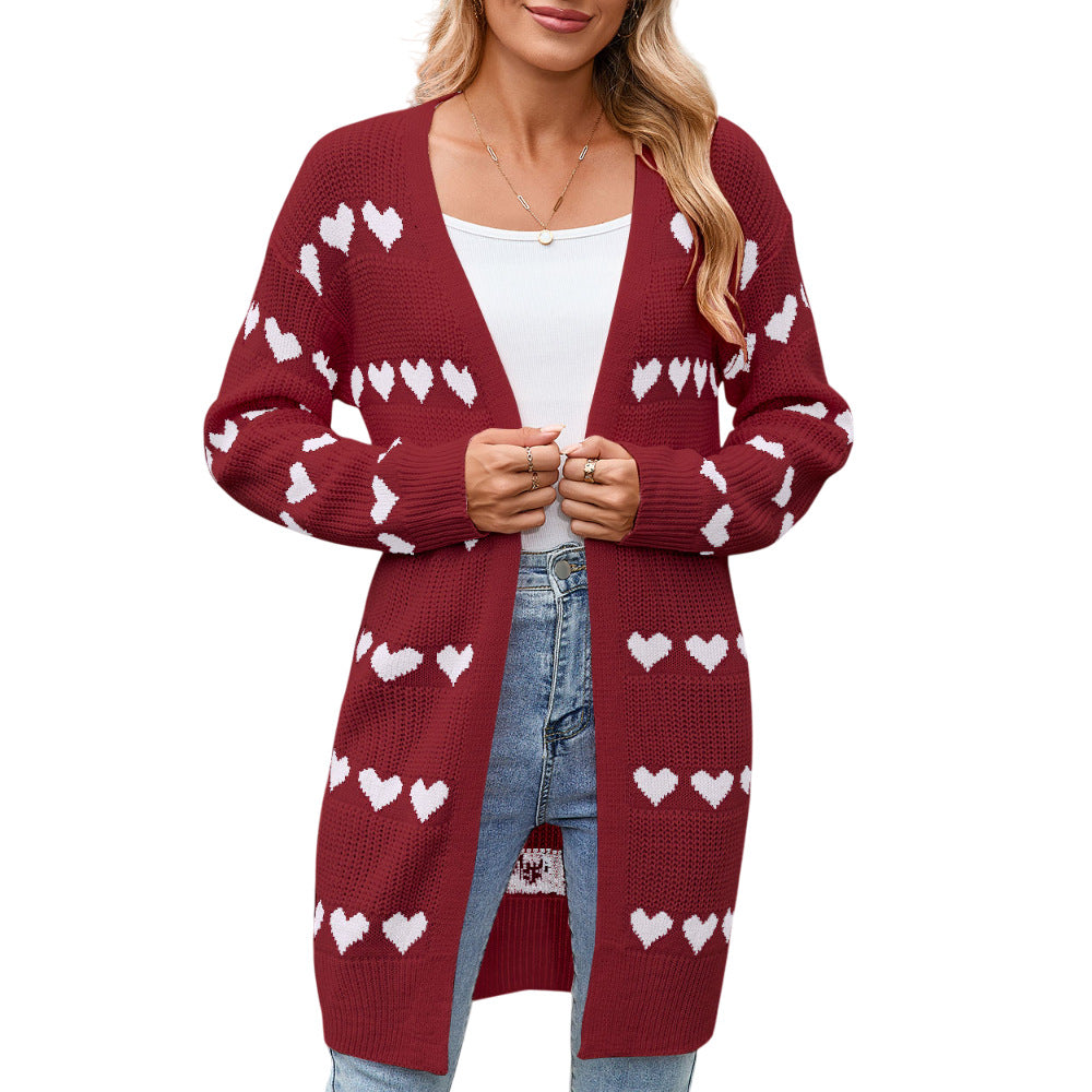 Damen Strickjacke Herz-Muster Norvielle