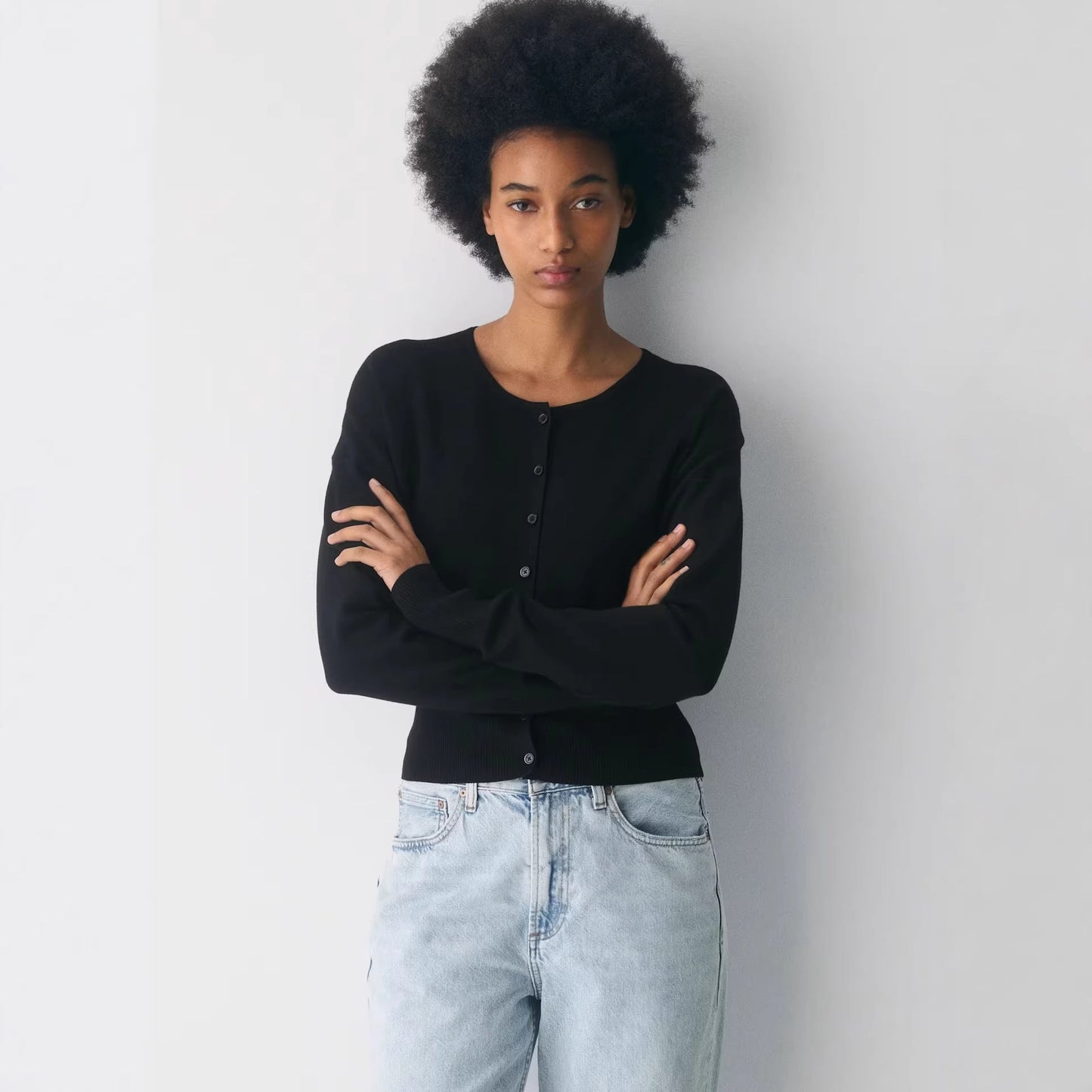Damen Strickjacke Eng geschnitten Knopfleiste Norvielle