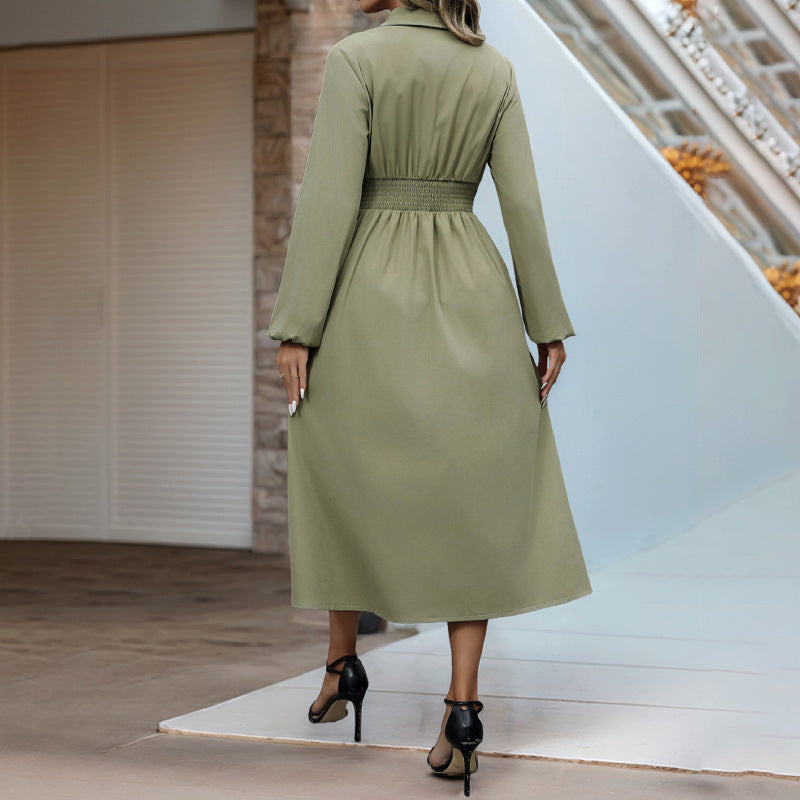 Damen Hemdblusenkleid Knöpfe Tailliert Norvielle