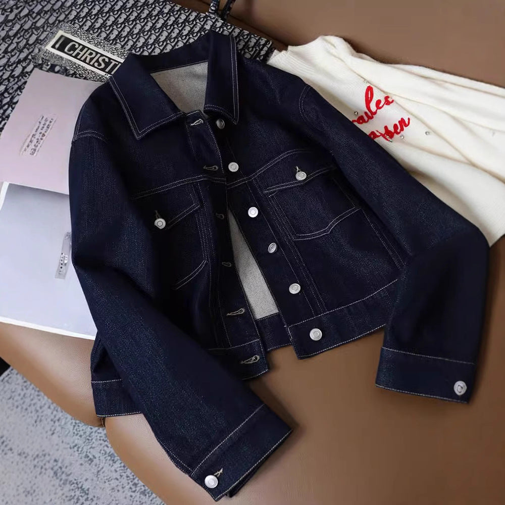 Damen Denimjacke Modisch Dekorative Taschen Blau - Norvielle
