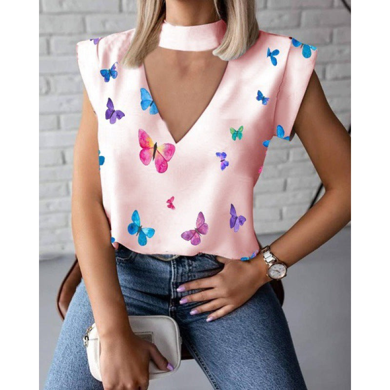 Damen V-Ausschnitt Choker Oberteil Norvielle