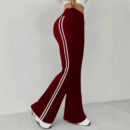 Damen Sportleggings Flared Bein Streifen