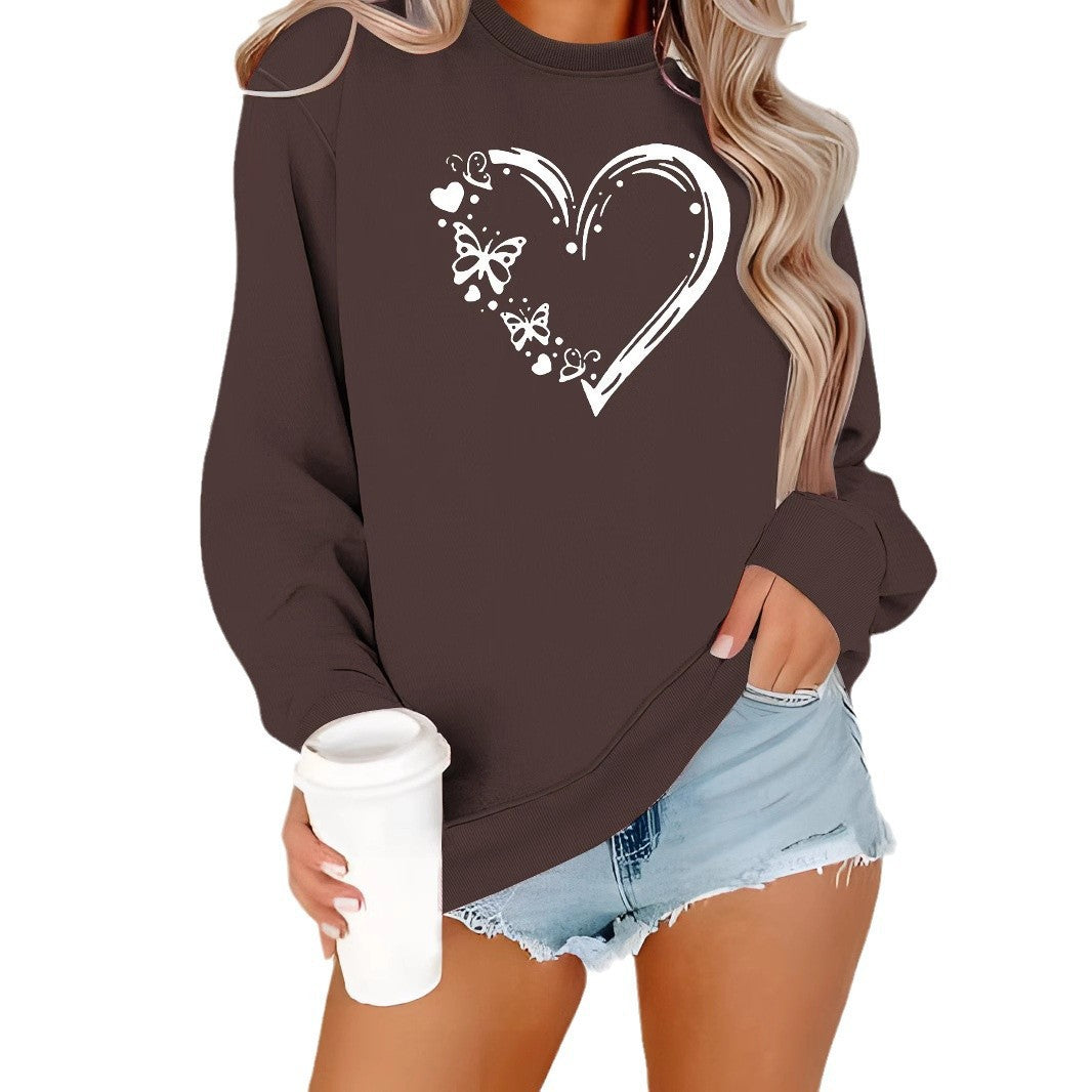 Damen Sweatshirt Herz Schmetterling Design Norvielle