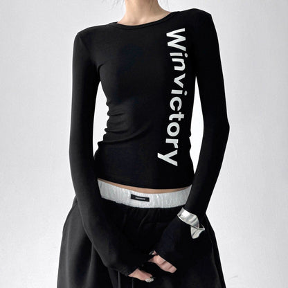 Damen langärmliges Statement-Shirt Norvielle