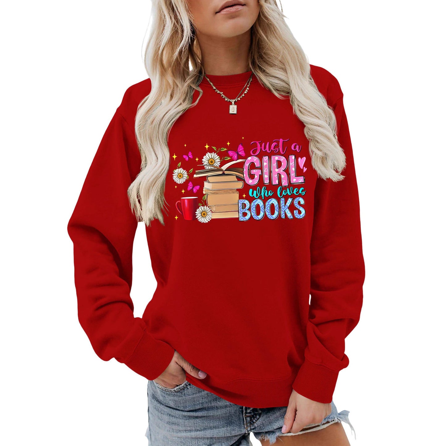 Damen Sweatshirt Buchmotiv Lässig Norvielle - Norvielle