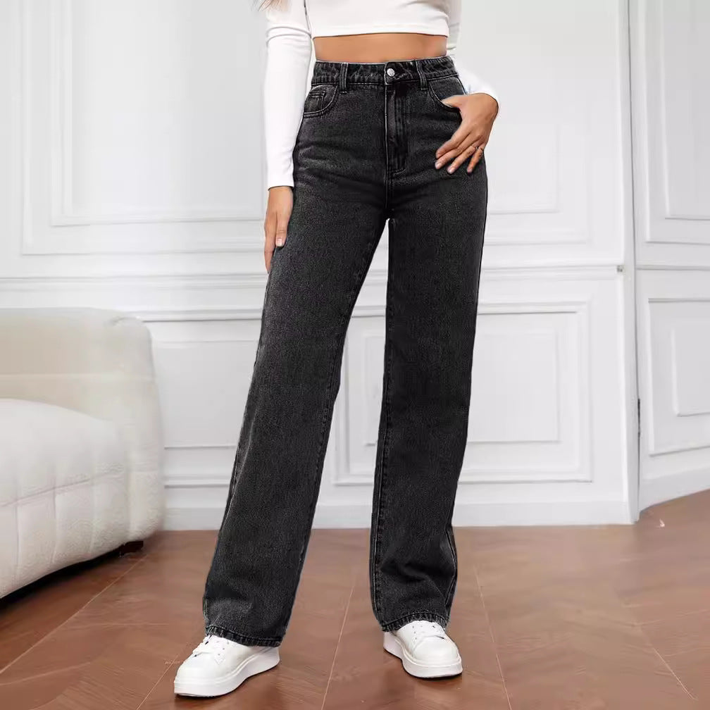 Damen High-Waist Jeans Weit Norvielle