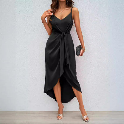 Damen Wickelkleid V-Ausschnitt Asymmetrischer Saum Norvielle