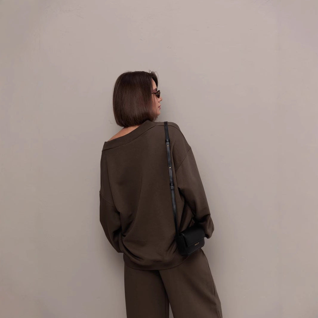 Damen Oversized Sweatshirt V-Ausschnitt Länge Lang Ärmel Grün