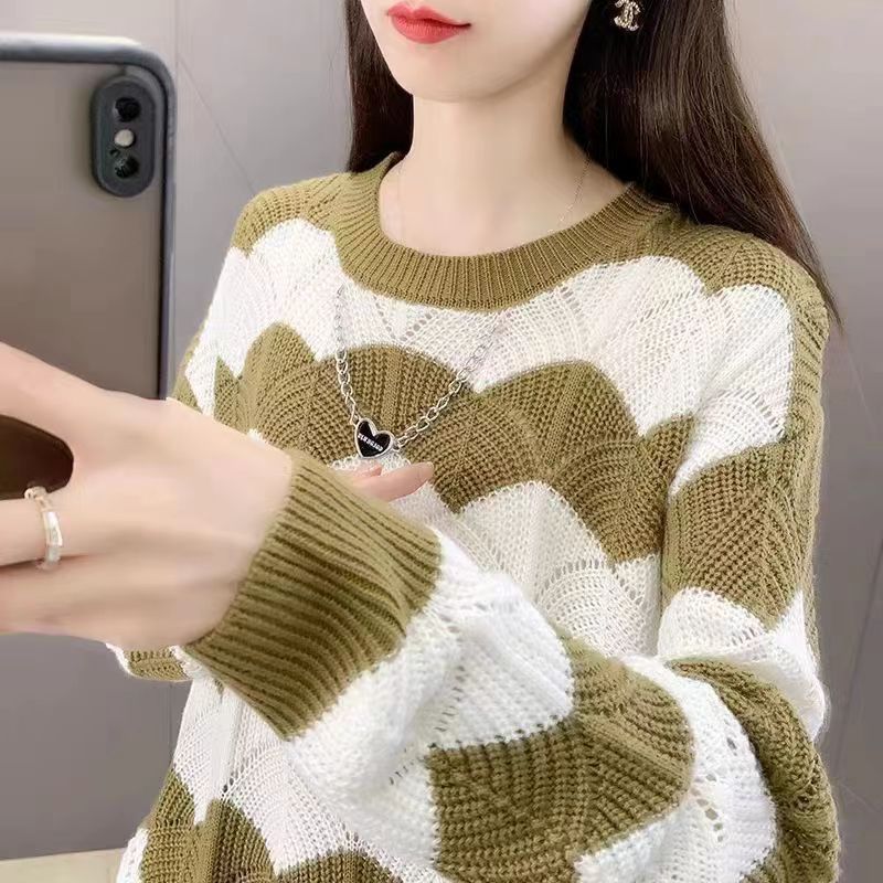 Damen Grobstrickpullover Wellenmuster Norvielle