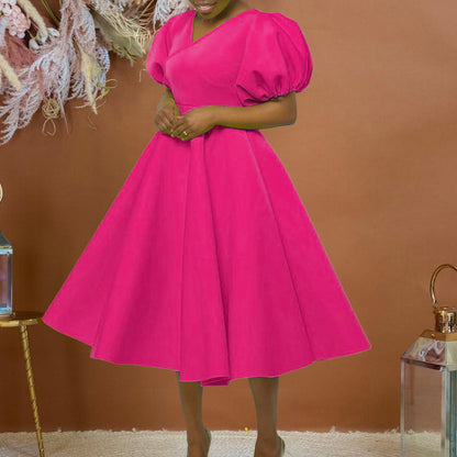 Damen Maxikleid Puffärmel Elegante Taillierung Norvielle