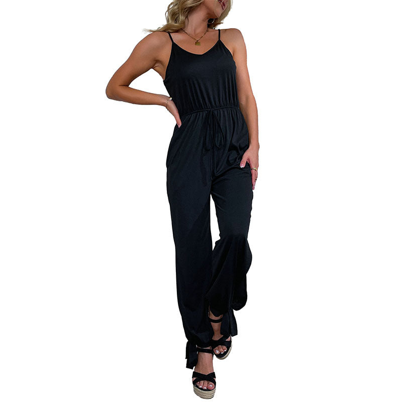 Damen Jumpsuit mit Taillengurt Elastisch Norvielle