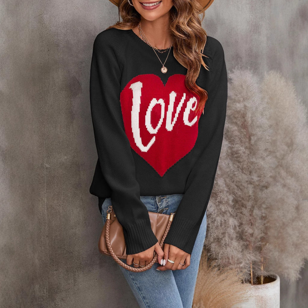 Damen Strickpullover Herz-Design