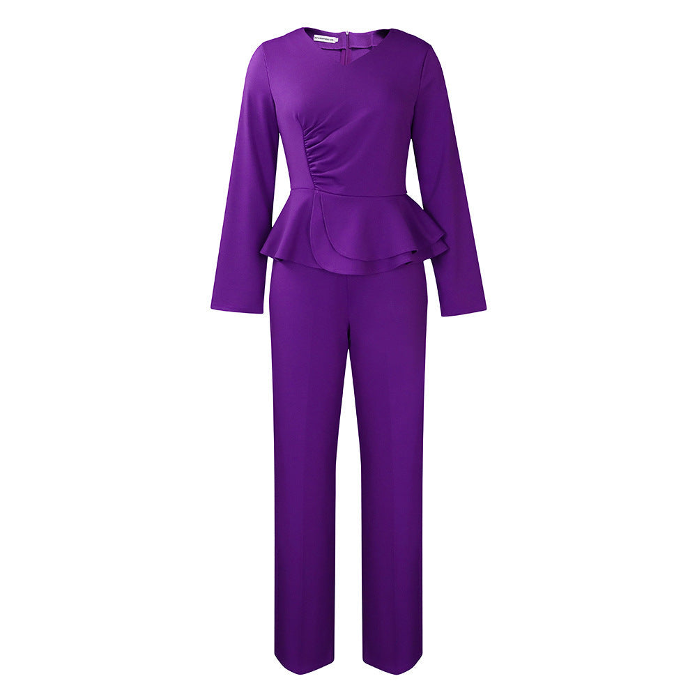 Damen Jumpsuit Peplum Langärmlig Elegant Norvielle