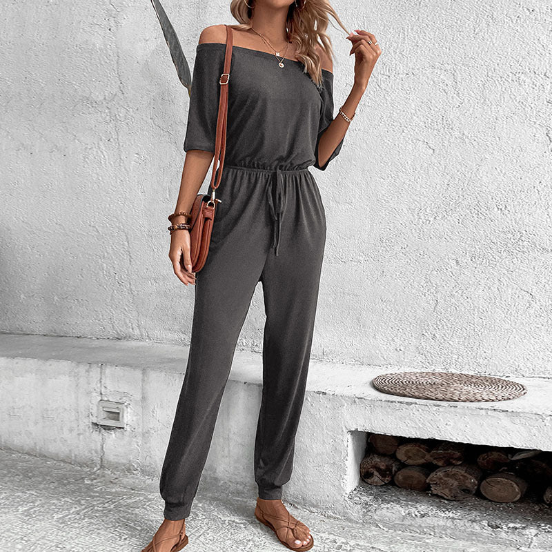 Damen Jumpsuit Schulterfrei Verstellbar Norvielle