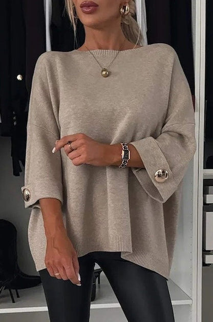 Damen Strickpullover Weit Ärmel Norvielle