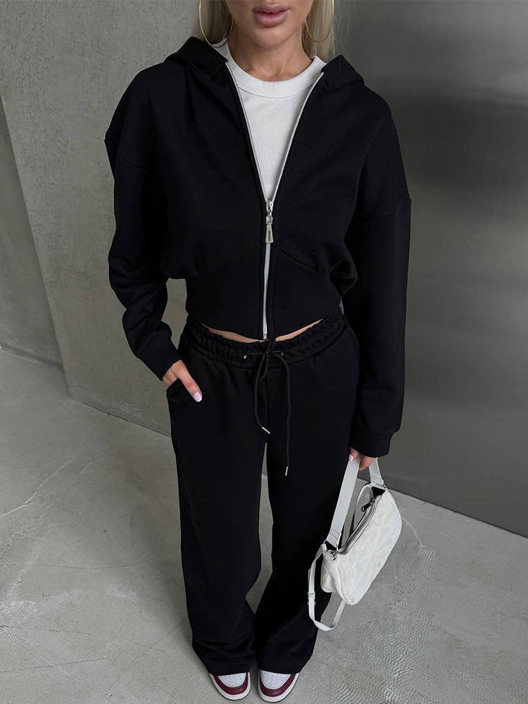 Damen Oversized Loungewear Set Weites Reißverschluss Oberteil