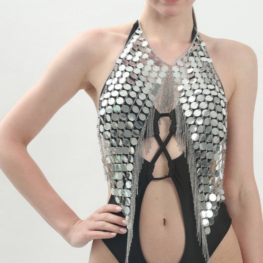 Damen Badeanzug Metallic-Detail Einzigartiger Schnitt