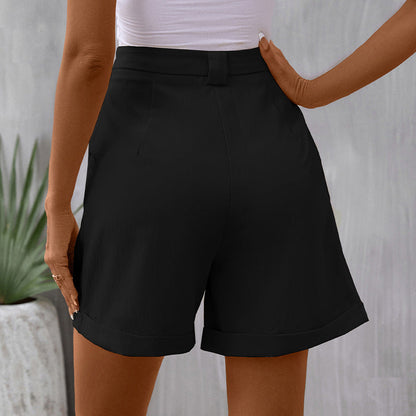 Damen Shorts Hosenrock Faltenrock Hochtailliert