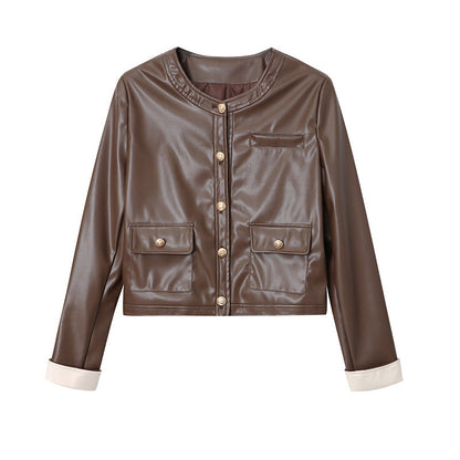 Damen Kunstlederjacke Diagonalschnitt