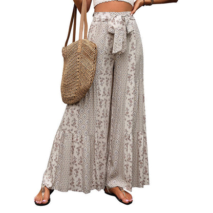 Damen Palazzo-Hose Floralmuster Elastisch