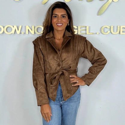 Damen Wildlederjacke mit Taillengürtel