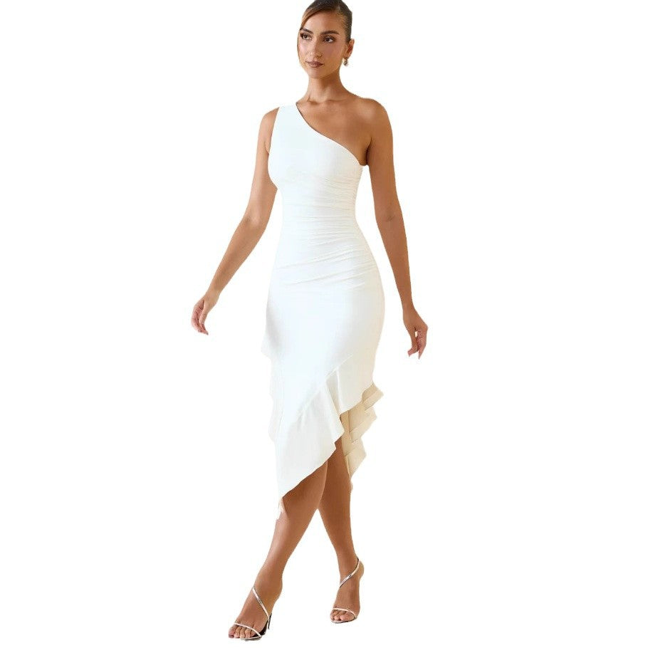 Damen Asymmetrisches Wickelkleid mit Drapierung und Schlitz