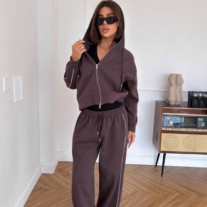 Damen Jogginganzug mit Kapuze und Streifen