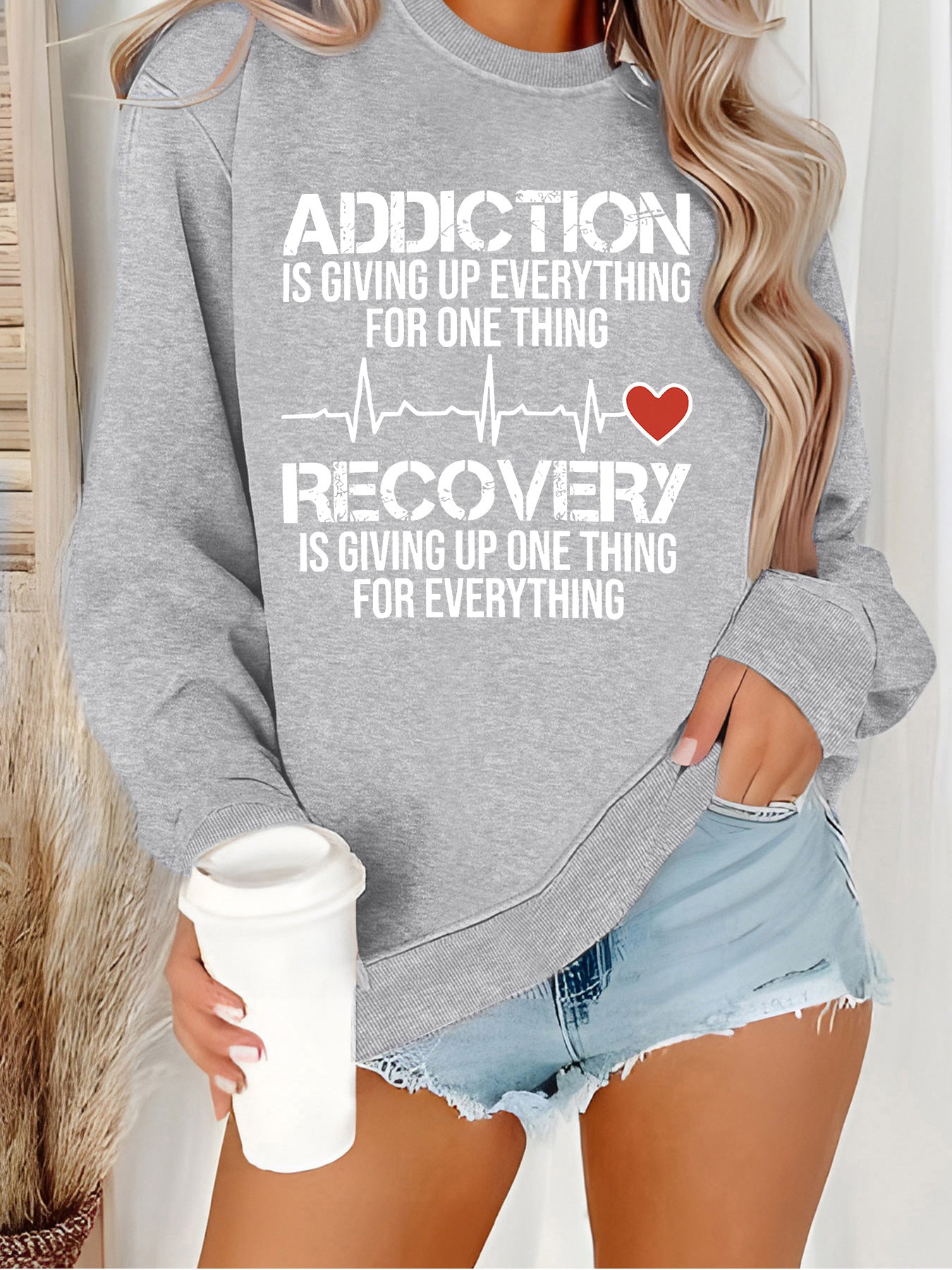 Damen Sweatshirt Lässiger Schnitt Baumwolle