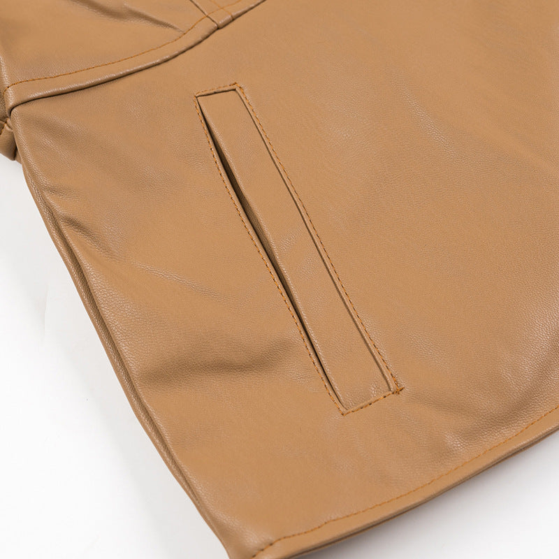 Damen Kunstlederjacke Tailliert Reißverschluss