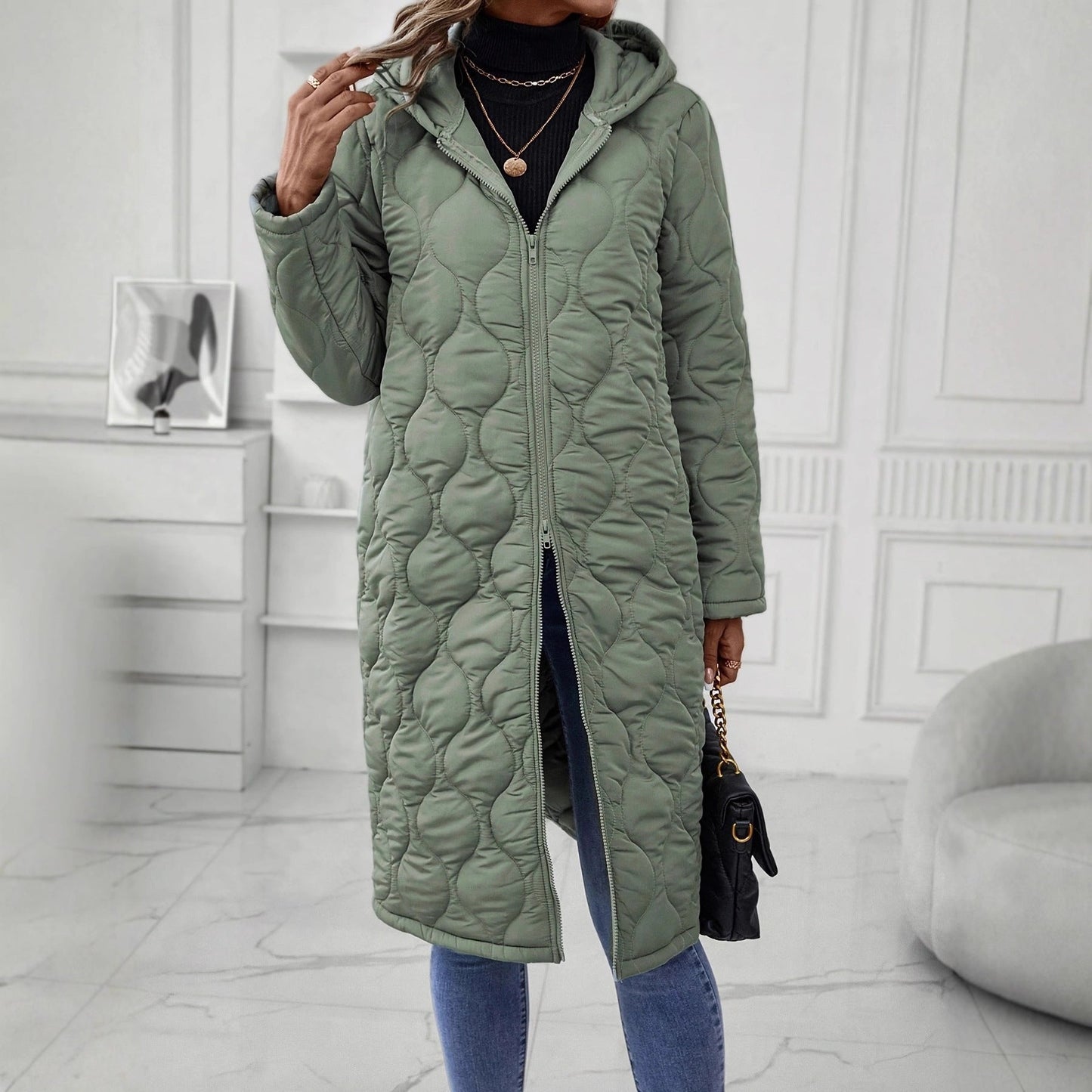 Damen Kapuzenjacke Norvielle Elegante Steppung Langer Ärmel - Norvielle