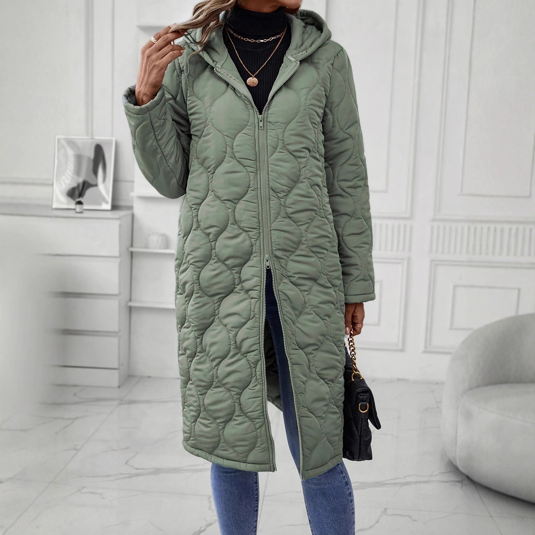 Damen Kapuzenjacke Norvielle Elegante Steppung Langer Ärmel - Norvielle