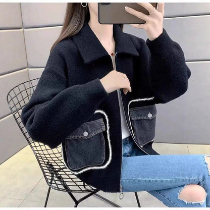 Damen Oberjacke Denim-Taschen