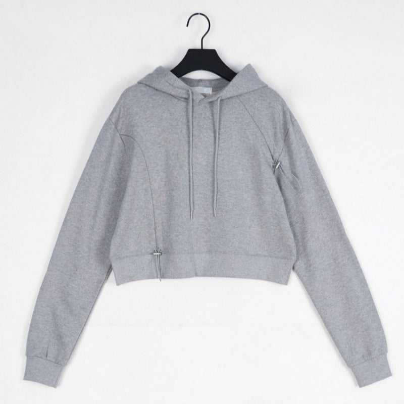 Damen Cropped Kapuzenpullover Verstellbarer Kordelzug Norvielle