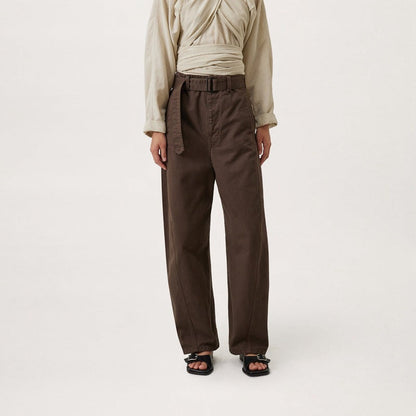 Damen High-Waist-Hose Bequem Gürtel