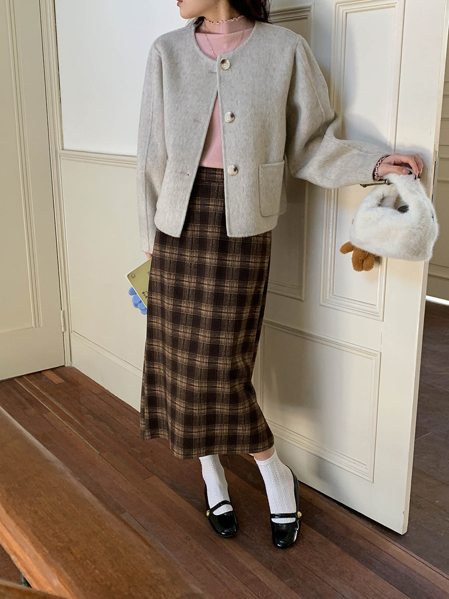 Damen Strickjacke Weich Klassische Knöpfe Beige