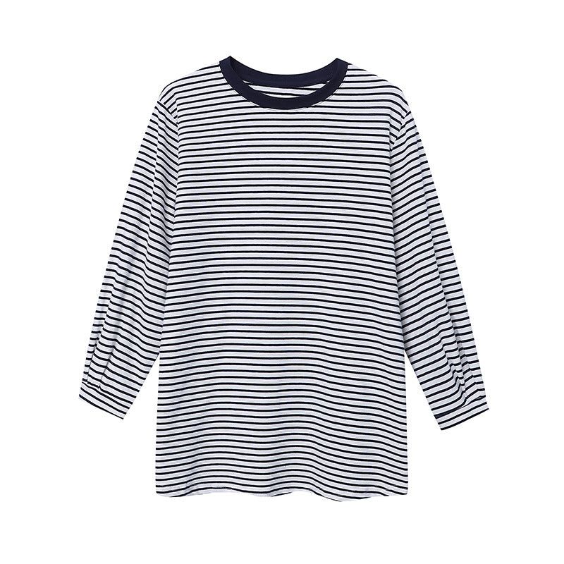 Damen Langarmshirt Gestreift Rundhalsausschnitt Bequem Norvielle